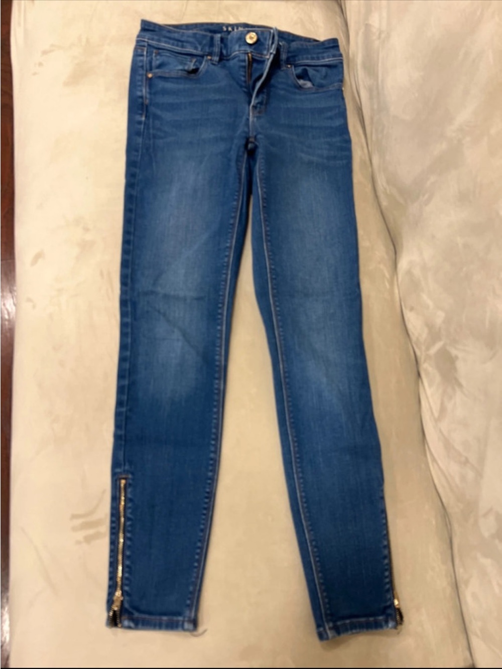 White House Black Market Blue Skinny Jeans with Ankle Zippers